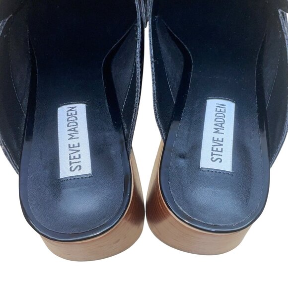 Steve Madden Women’s Black PU Patent Chain Detail Block Heel Lorie Mules Sz 11M - Picture 6 of 8